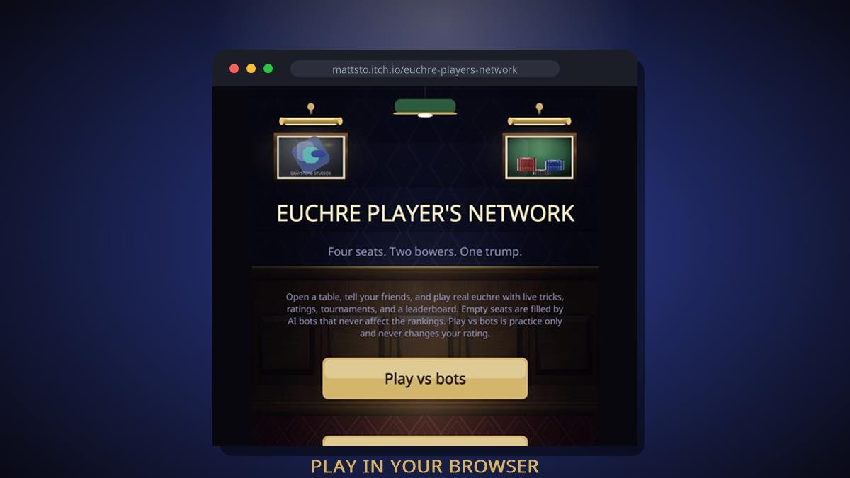 Euchre Player's Network running in a browser window